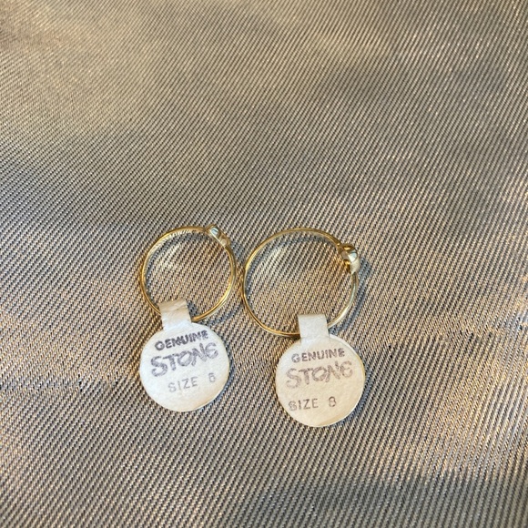 Set of 2 Gold Electroplate Rings with Genuine Gemstones Size 6 & 8 - Picture 5 of 11